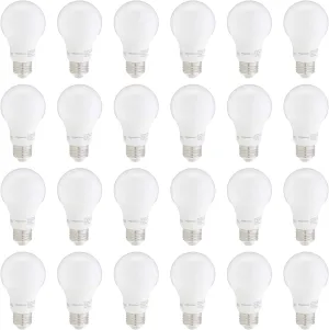 Amazon Basics Non-Dimmable LED Light Bulbs, Long Lasting, 9W, E26 Base, 5000K Daylight White, A19, 60W Equivalent, 24-Pack
