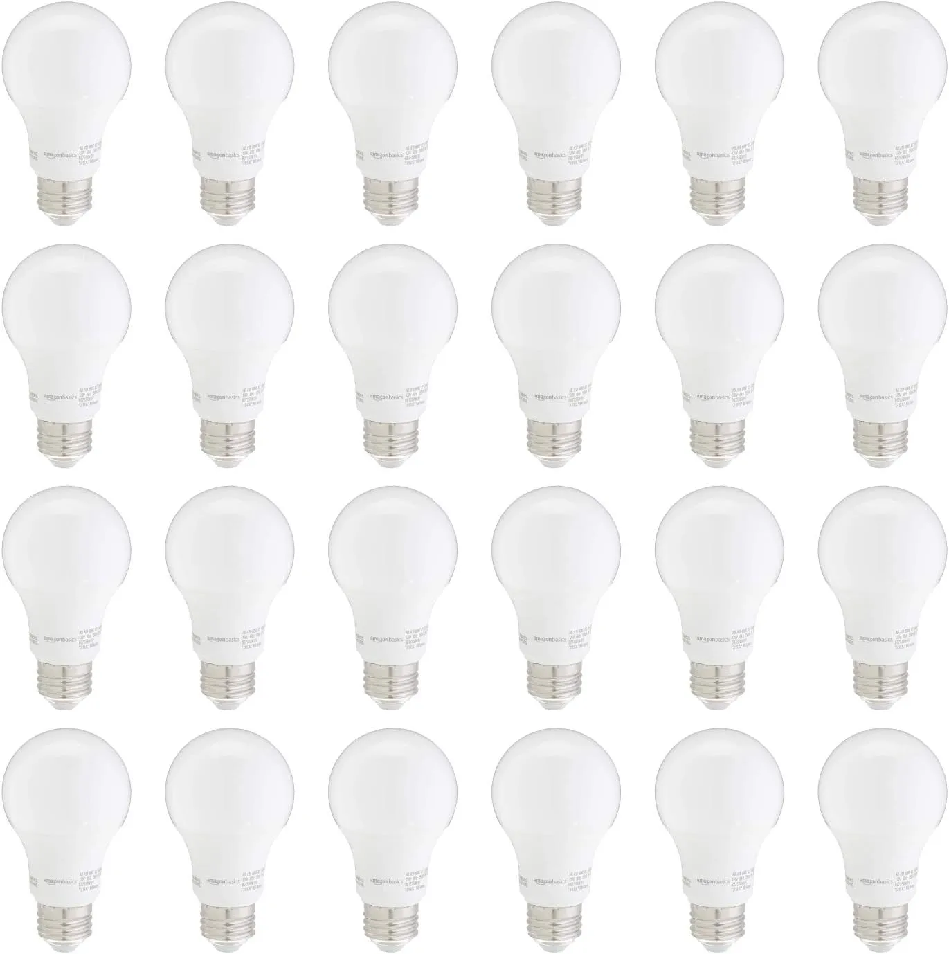 Amazon Basics Non-Dimmable LED Light Bulbs, Long Lasting, 9W, E26 Base, 5000K Daylight White, A19, 60W Equivalent, 24-Pack