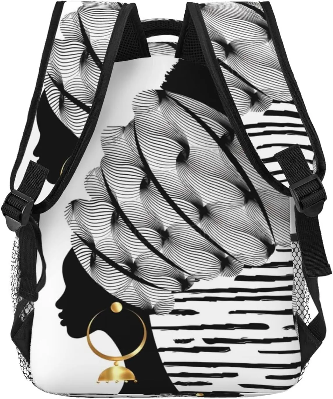 American African Woman Afro Turban Backpack Laptop Backpack Sports Travel Shoulder bag Light casual backpack