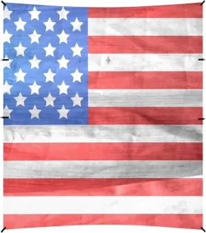 American Flag Foldable Beach Canopy UPF50 Waterproof Sun Shade with Sandbags & Sand Shovel for Family Trips, Picnics & Camping
