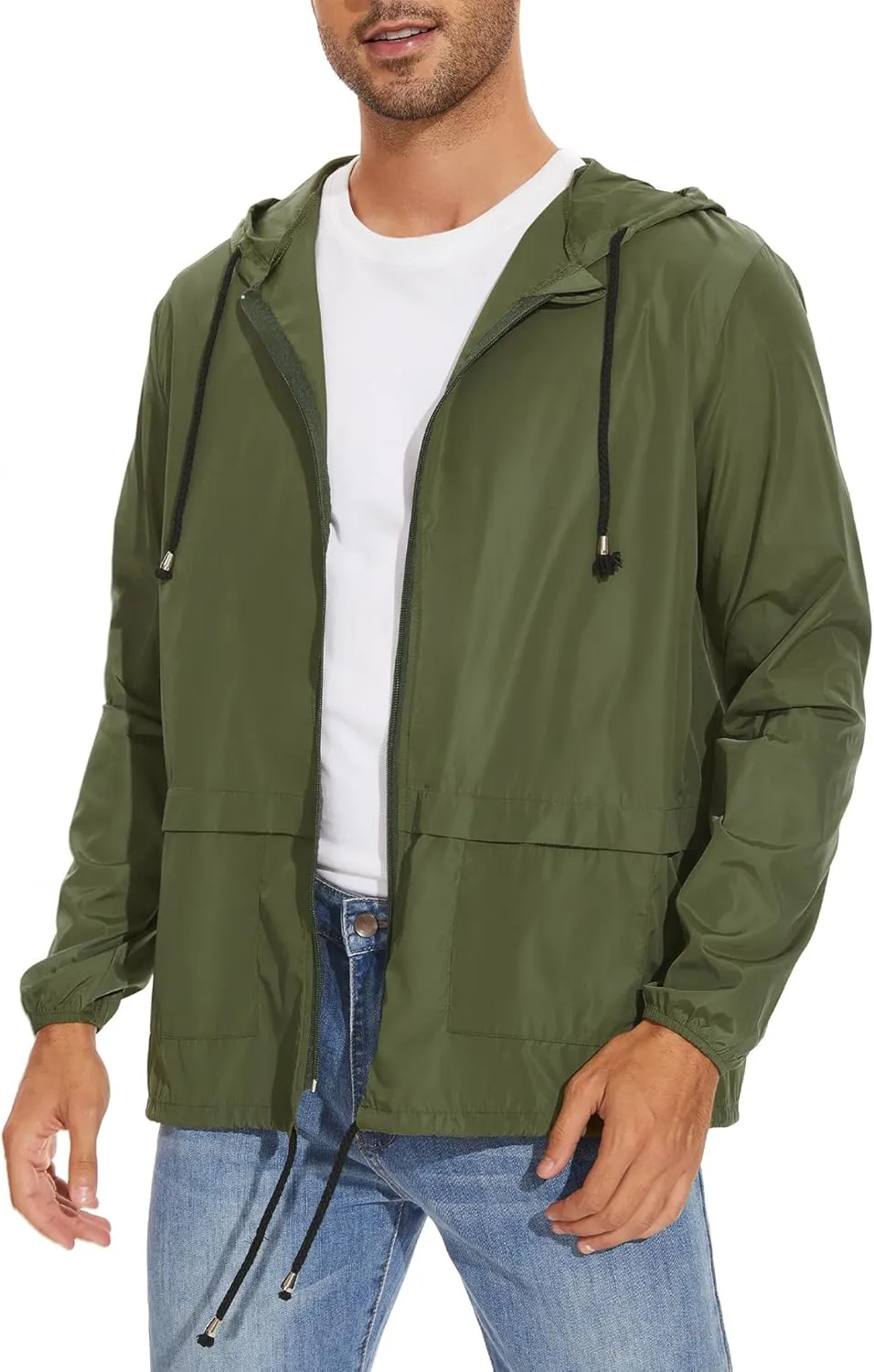 American Trends Packable Mens Rain Jacket Lightweight Waterproof Raincoats with Hood Windbreaker for Travel M-3XL Available