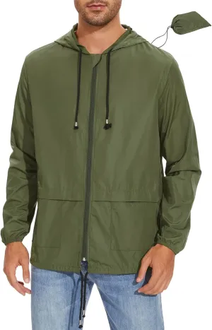 American Trends Packable Mens Rain Jacket Lightweight Waterproof Raincoats with Hood Windbreaker for Travel M-3XL Available
