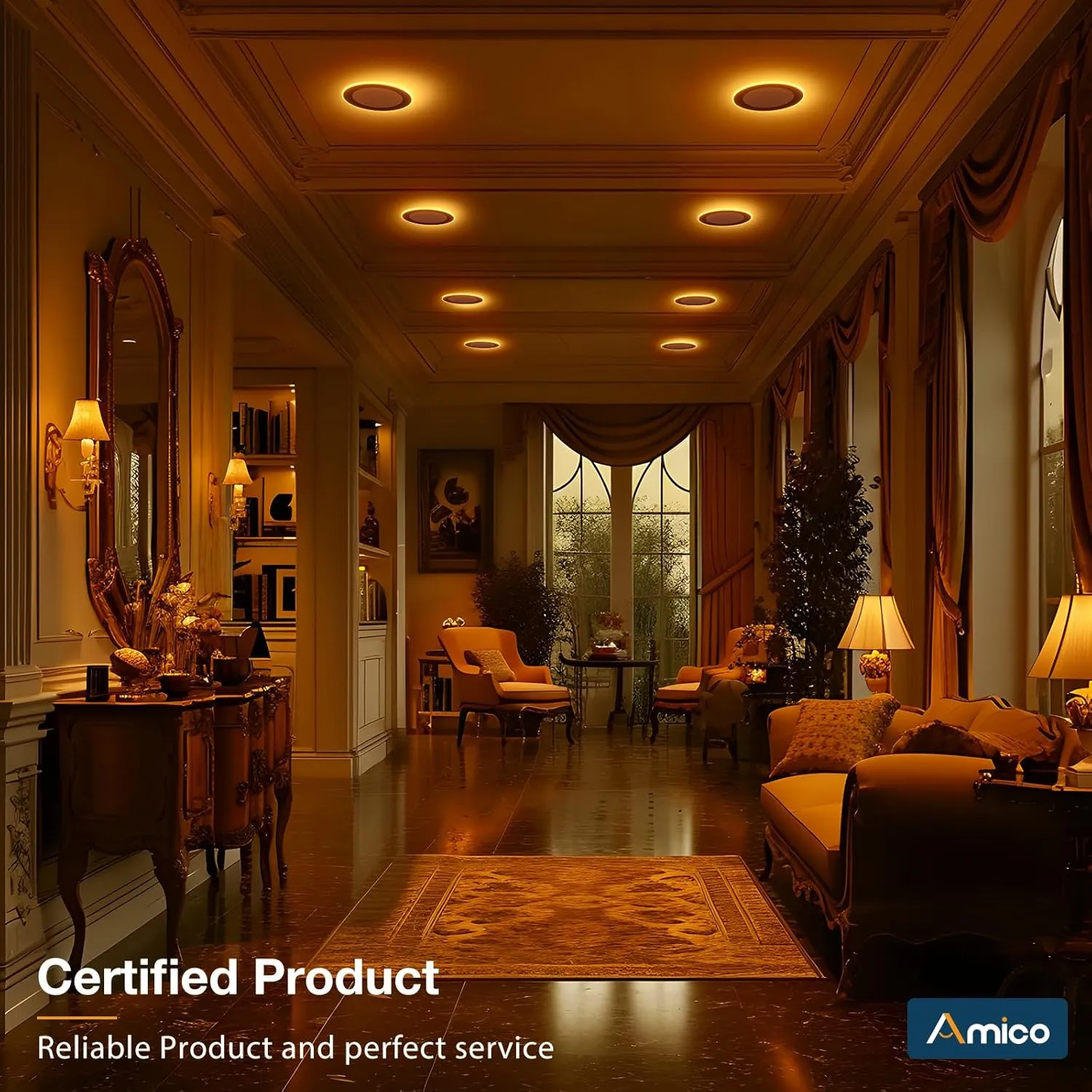 Amico 6 Pack Black 6 Inch 5CCT LED Recessed Ceiling Light with Night Light, 2700K/3000K/3500K/4000K/5000K Selectable Ultra-Thin Lighting, 12W=110W, 1100LM, Dimmable Canless Wafer Downlight - ETL&FCC
