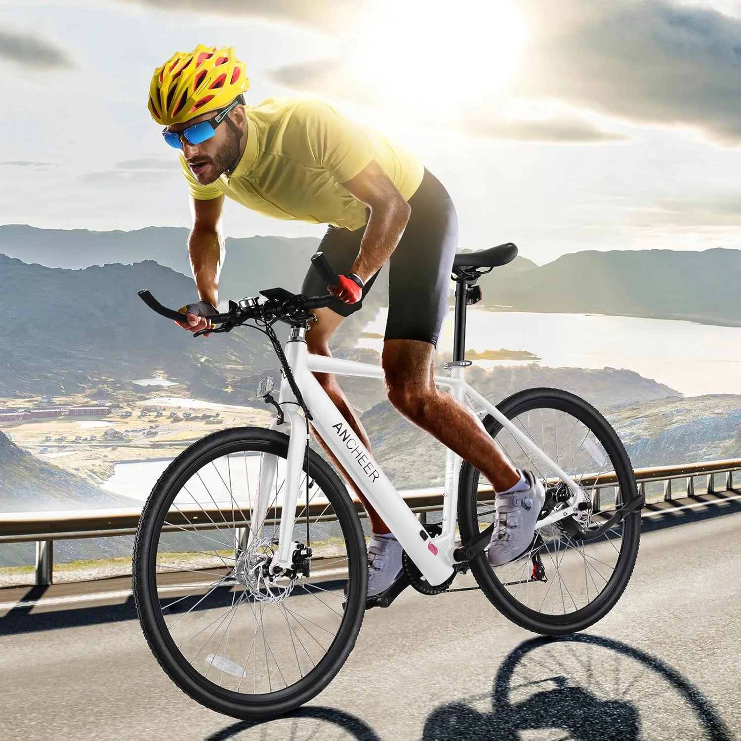 ANCHEER Electric Bike for Adults, 20MPH, 700C Wheel Commuter Bicycle with 36V Battery, Center Digital Display, Dual Disc Brakes, 7 Speed Road Bike, Light Weight, Electric Bicycle for Adults Teens