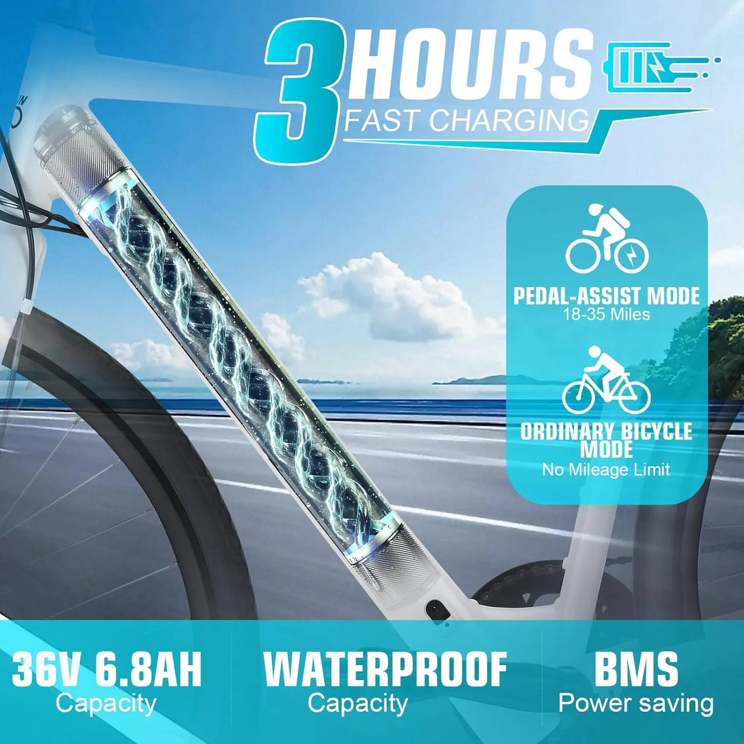 ANCHEER Electric Bike for Adults, 20MPH, 700C Wheel Commuter Bicycle with 36V Battery, Center Digital Display, Dual Disc Brakes, 7 Speed Road Bike, Light Weight, Electric Bicycle for Adults Teens