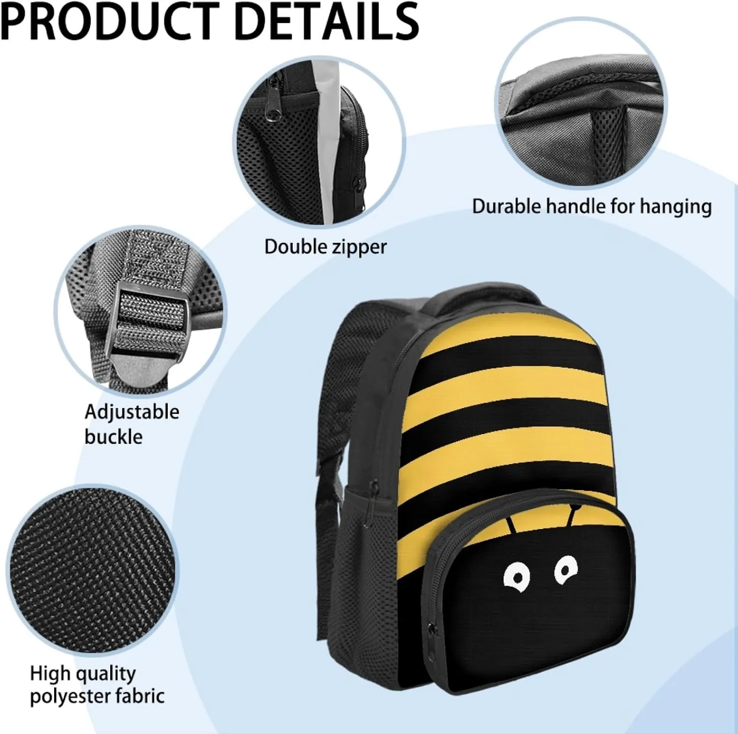Animal Bee Book Bag for Girls Boys Lightweight Shoulder Bagpack with Durable Top Handle Kindergarten Schoolbags