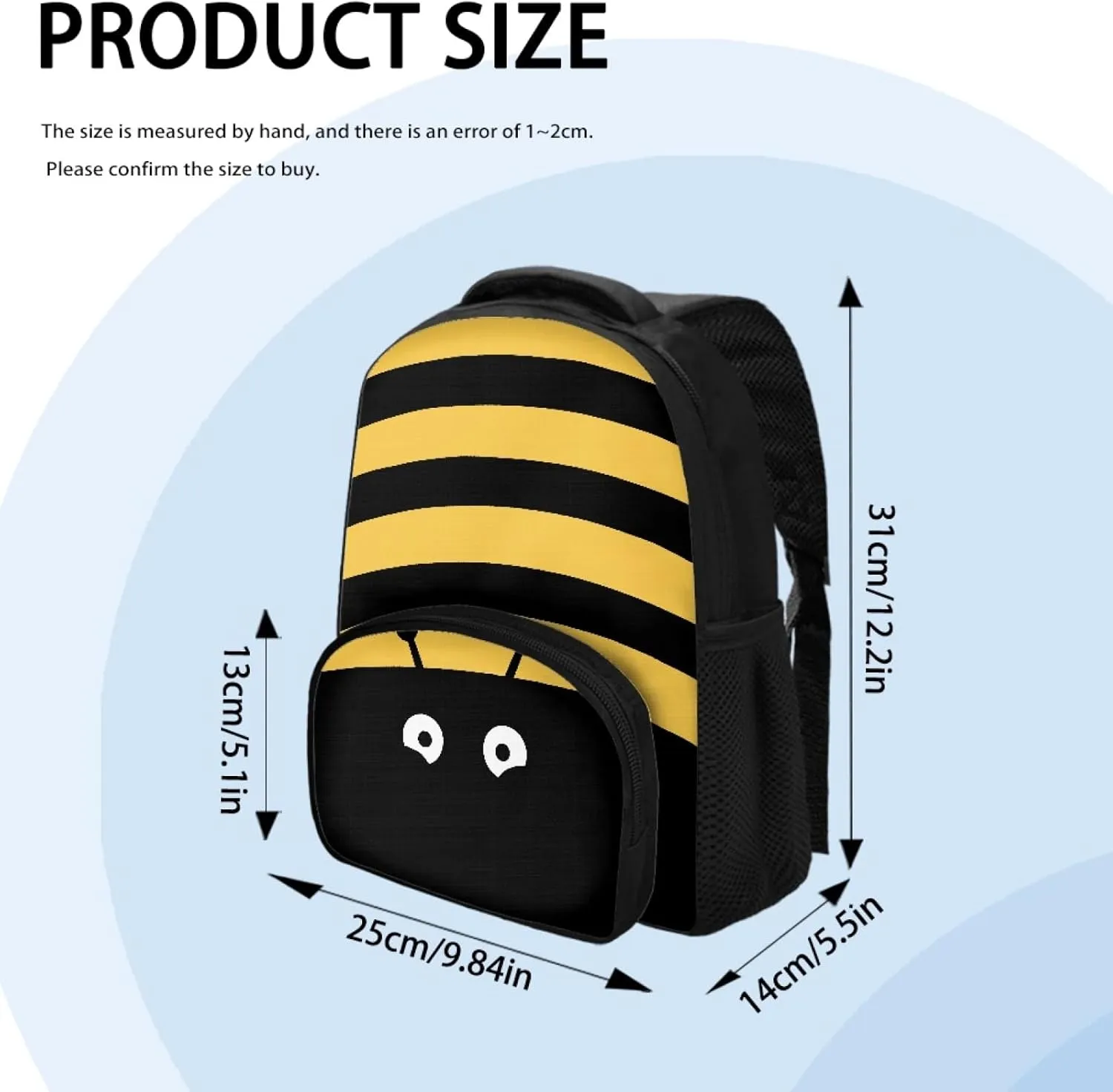 Animal Bee Book Bag for Girls Boys Lightweight Shoulder Bagpack with Durable Top Handle Kindergarten Schoolbags