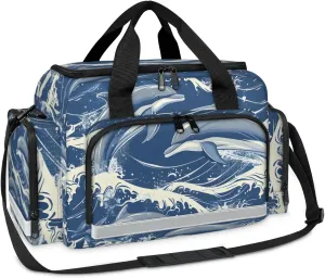 Anti-Scratch Duffle Bag for Travel 25x17.7x11.2 Inch - Waterproof Duffel Bag for Camping Fitness, Durable EMS Gear for First Responders Dolphins Theme