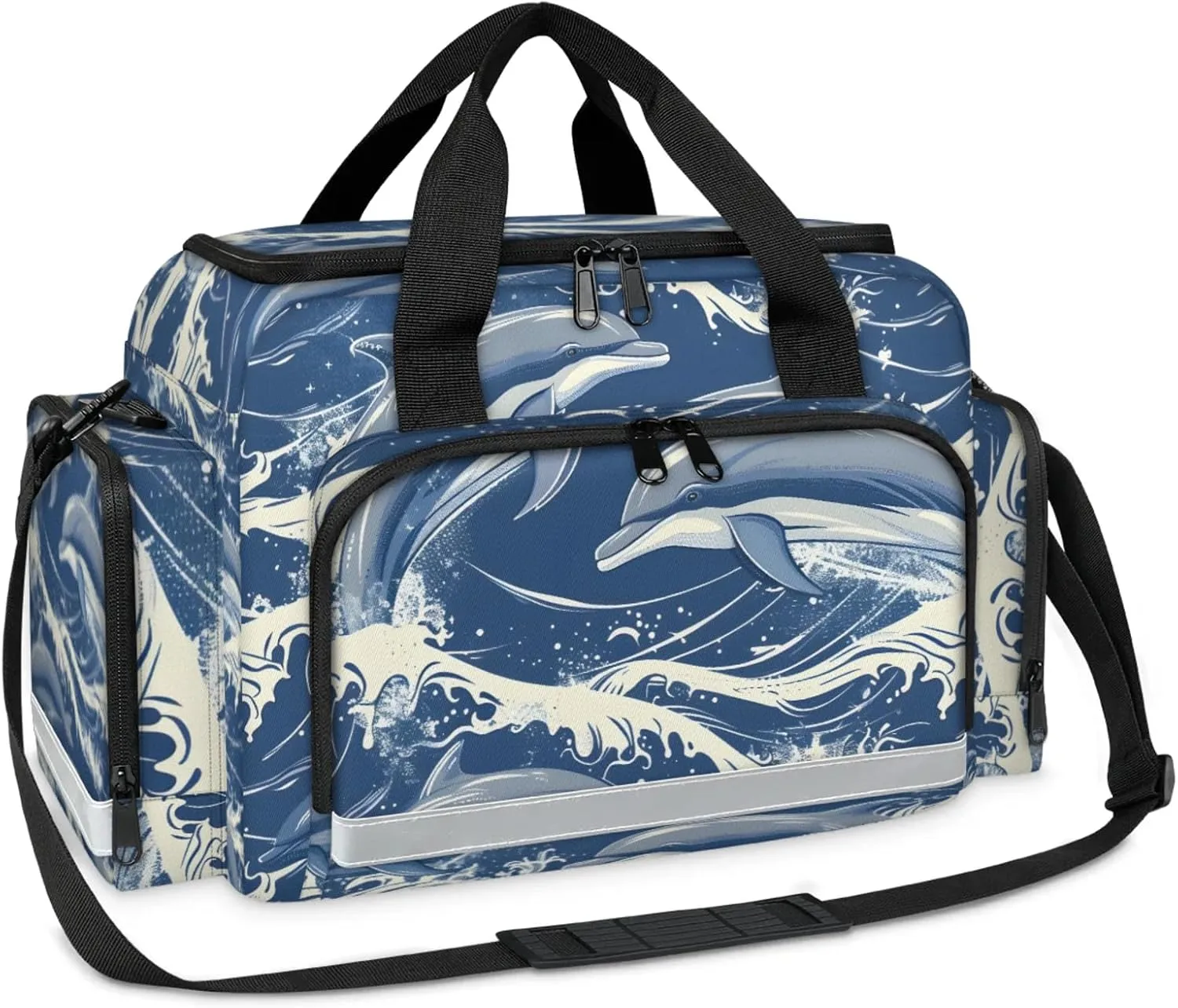 Anti-Scratch Duffle Bag for Travel 25x17.7x11.2 Inch - Waterproof Duffel Bag for Camping Fitness, Durable EMS Gear for First Responders Dolphins Theme