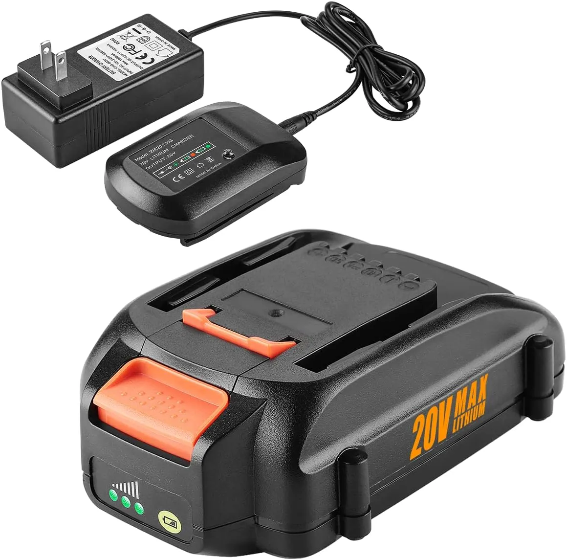 ANTRobut Replacement for Worx 20V Battery and Charger Kit Compatible with Worx 20V Lithium Battery WA3525 WA3520 WA3575 WA3578