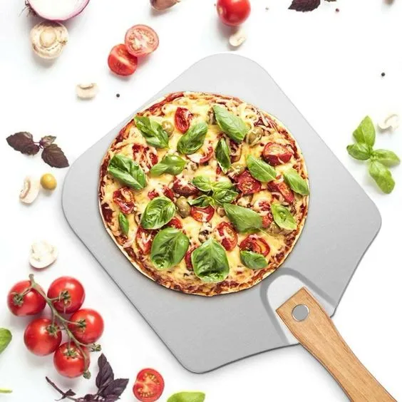 Anygleam 12*14 Inch Pizza Cutter and Shovel With Foldable Wooden Handle Bakeware Kitchen Tools No Oxidation