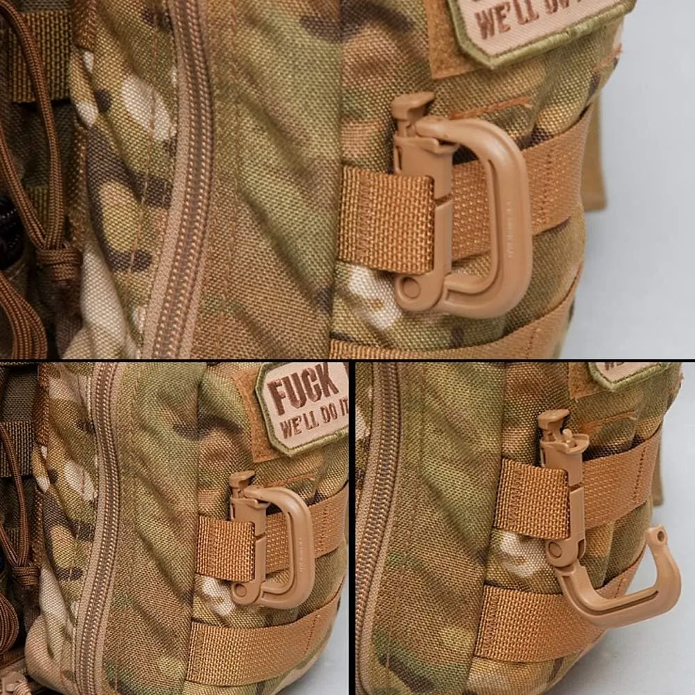 AOUTACC Tactical D-Ring Grimlock Carabiners for Molle Gear Fast Locking Hanging Hook System, for Tactical Gear Military Vest Molle Straps or Patrol Ready Bags 12 Pack