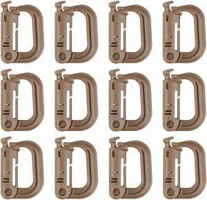 AOUTACC Tactical D-Ring Grimlock Carabiners for Molle Gear Fast Locking Hanging Hook System, for Tactical Gear Military Vest Molle Straps or Patrol Ready Bags 12 Pack