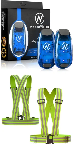 Apace Vision (2 Pack) - LED Safety Lights   Reflective Vests