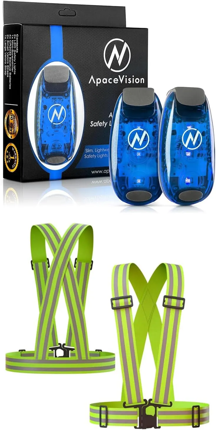 Apace Vision (2 Pack) - LED Safety Lights   Reflective Vests