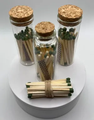 Apothecary Glass Vial Set, 40ML Twin Vials with Cork Lids, Refill Match Kit, Striker Strips, Free 40ML Vial, Reusable Pullstring bag (Go Green)
