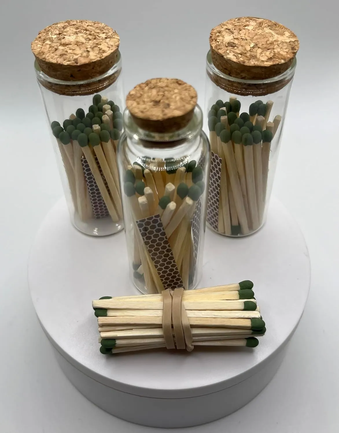 Apothecary Glass Vial Set, 40ML Twin Vials with Cork Lids, Refill Match Kit, Striker Strips, Free 40ML Vial, Reusable Pullstring bag (Go Green)