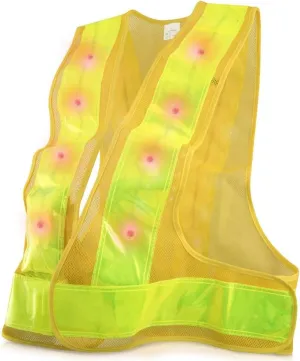 aqxreight High Visibility LED Light Vest Reflective Vest Waistcoat Traffic Outdoor Night Warning Reflector. TWO. with. safety. two. Light. provide. increased. jogging. walking.. MODES:. (Yellow)