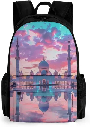 Arab Mosque Laptop Backpack Lightweight Travel Shoulder Bag Casual Daypack for Men Women