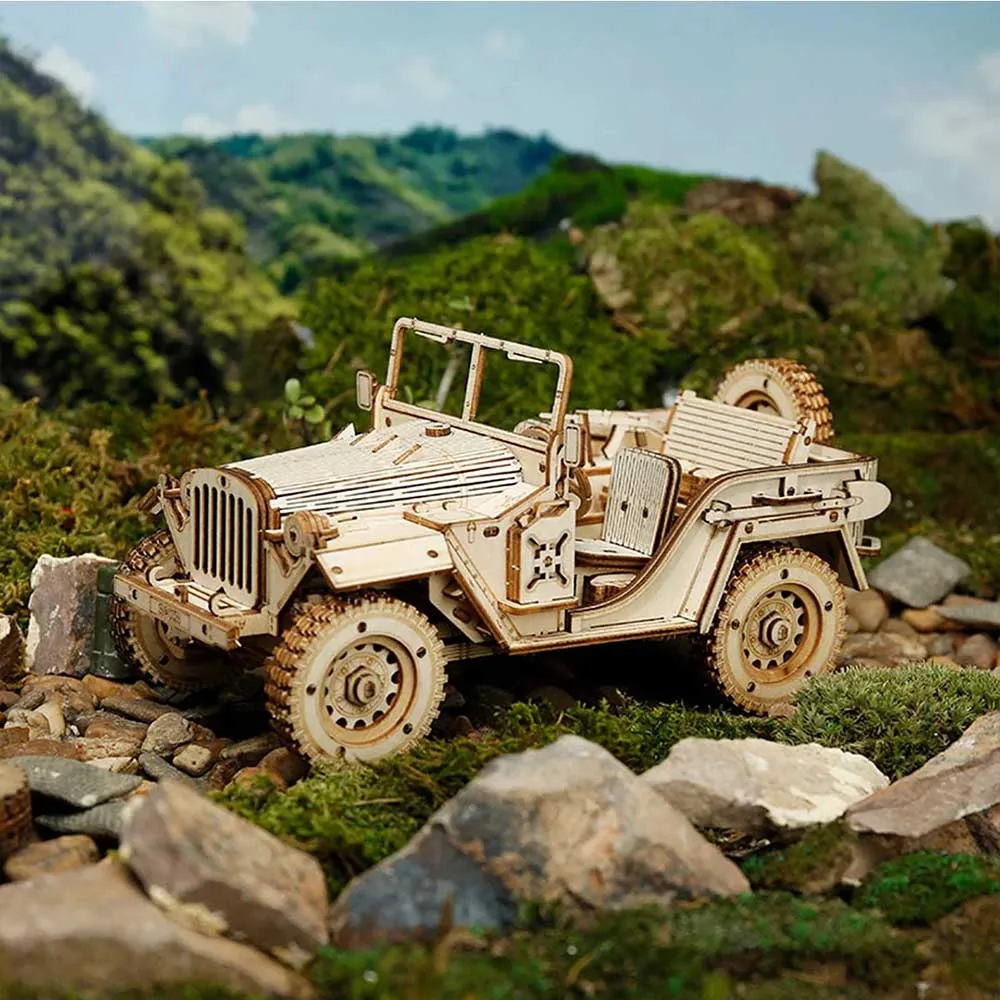 Army Field Car 3D Wooden Puzzle Kit