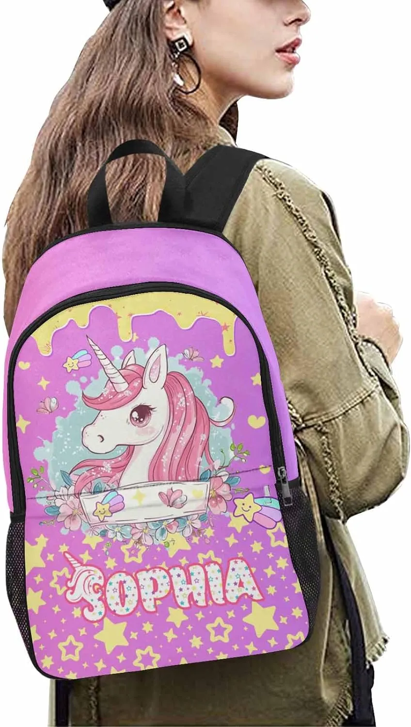 Artsadd Custom Kids Backpack with Lunch Box Set, Personalized Name School Bags Bookbag Lunch Bag for Boys Girls (Design 01)