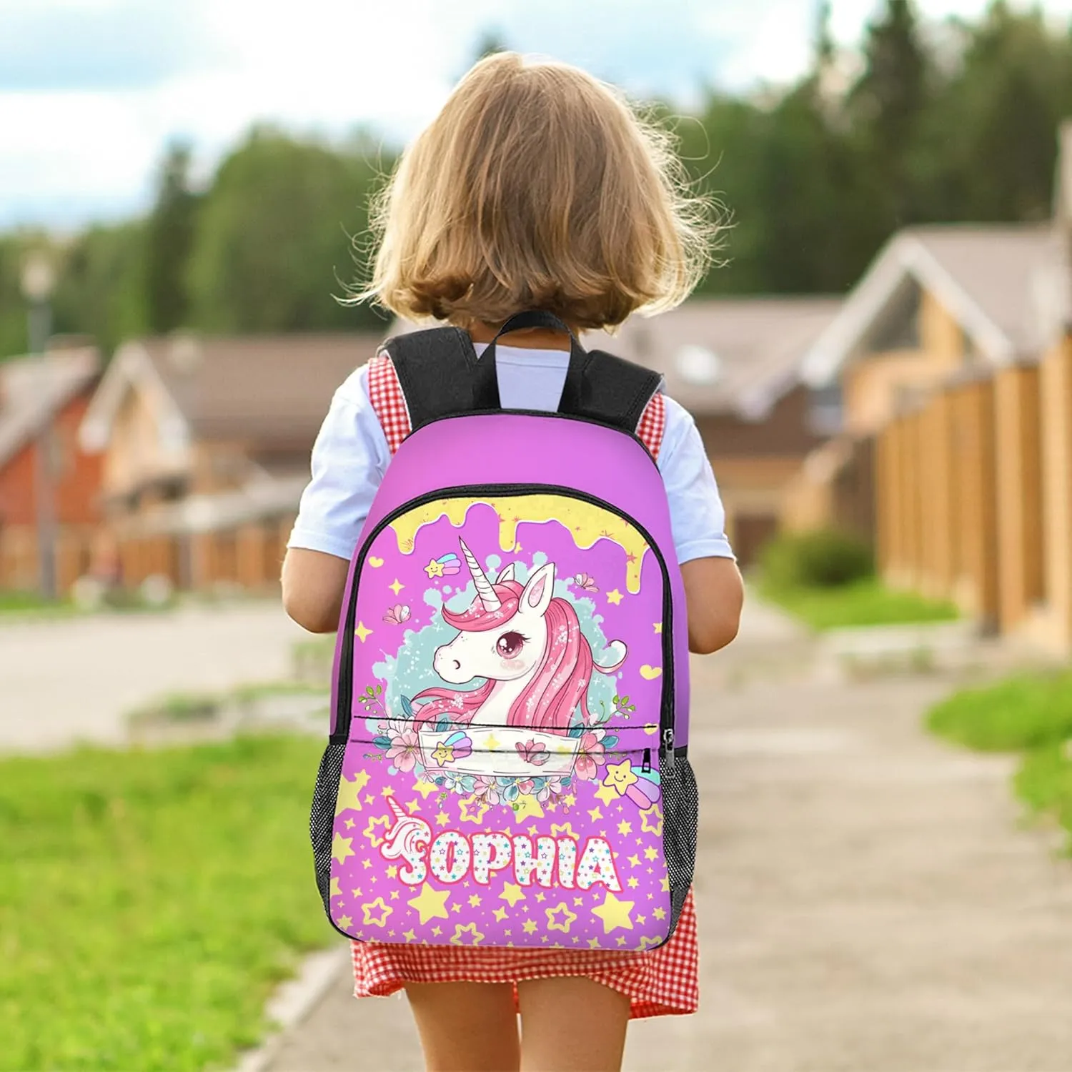 Artsadd Custom Kids Backpack with Lunch Box Set, Personalized Name School Bags Bookbag Lunch Bag for Boys Girls (Design 01)