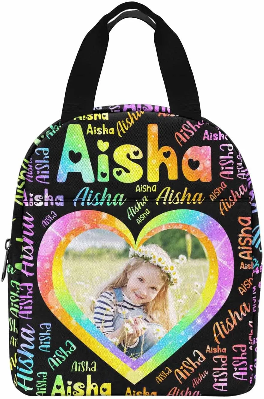 Artsadd Custom Kids Backpack with Lunch Box Set, Personalized Name School Bags Bookbag Lunch Bag for Boys Girls(Design 02)