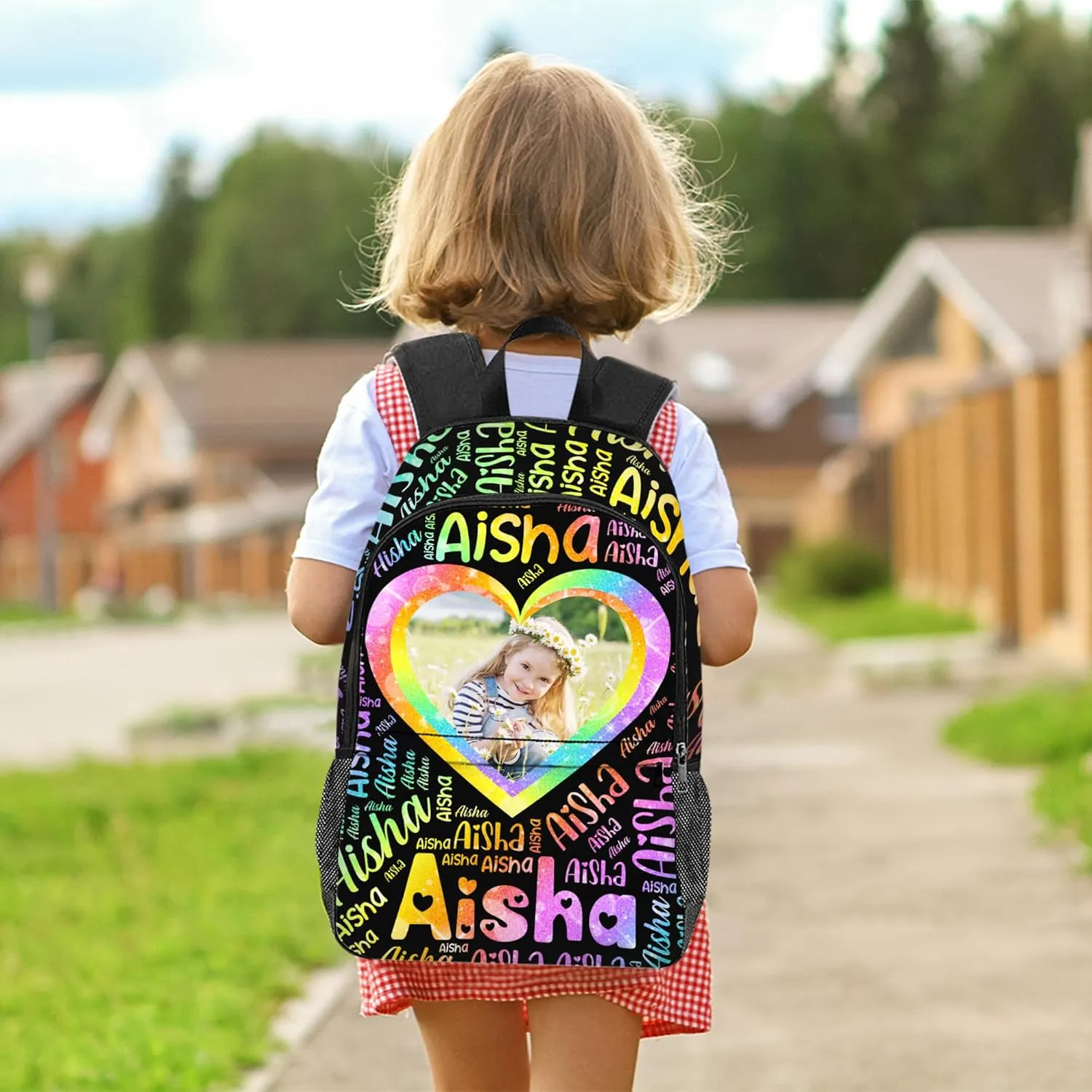 Artsadd Custom Kids Backpack with Lunch Box Set, Personalized Name School Bags Bookbag Lunch Bag for Boys Girls(Design 02)