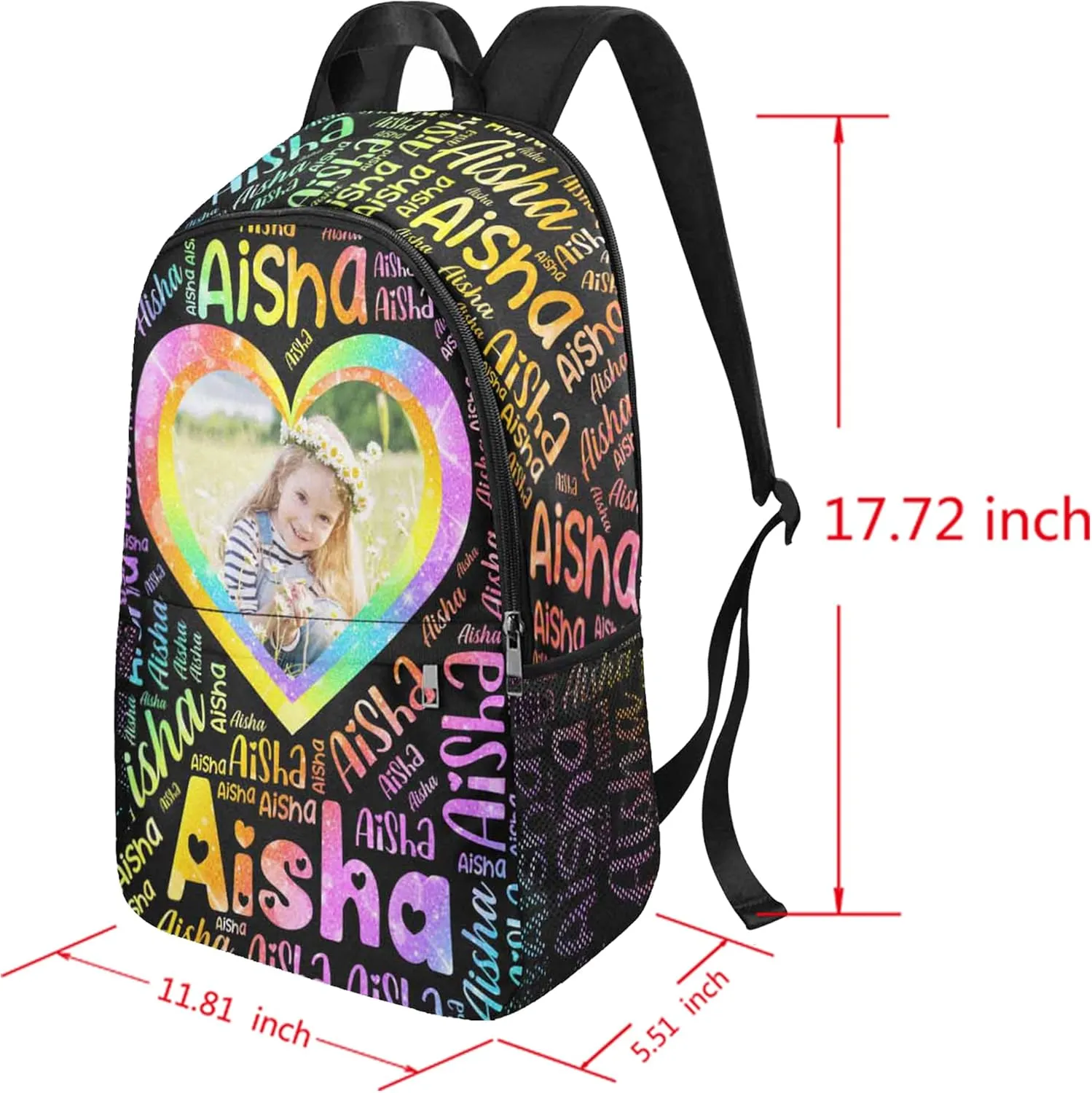 Artsadd Custom Kids Backpack with Lunch Box Set, Personalized Name School Bags Bookbag Lunch Bag for Boys Girls(Design 02)