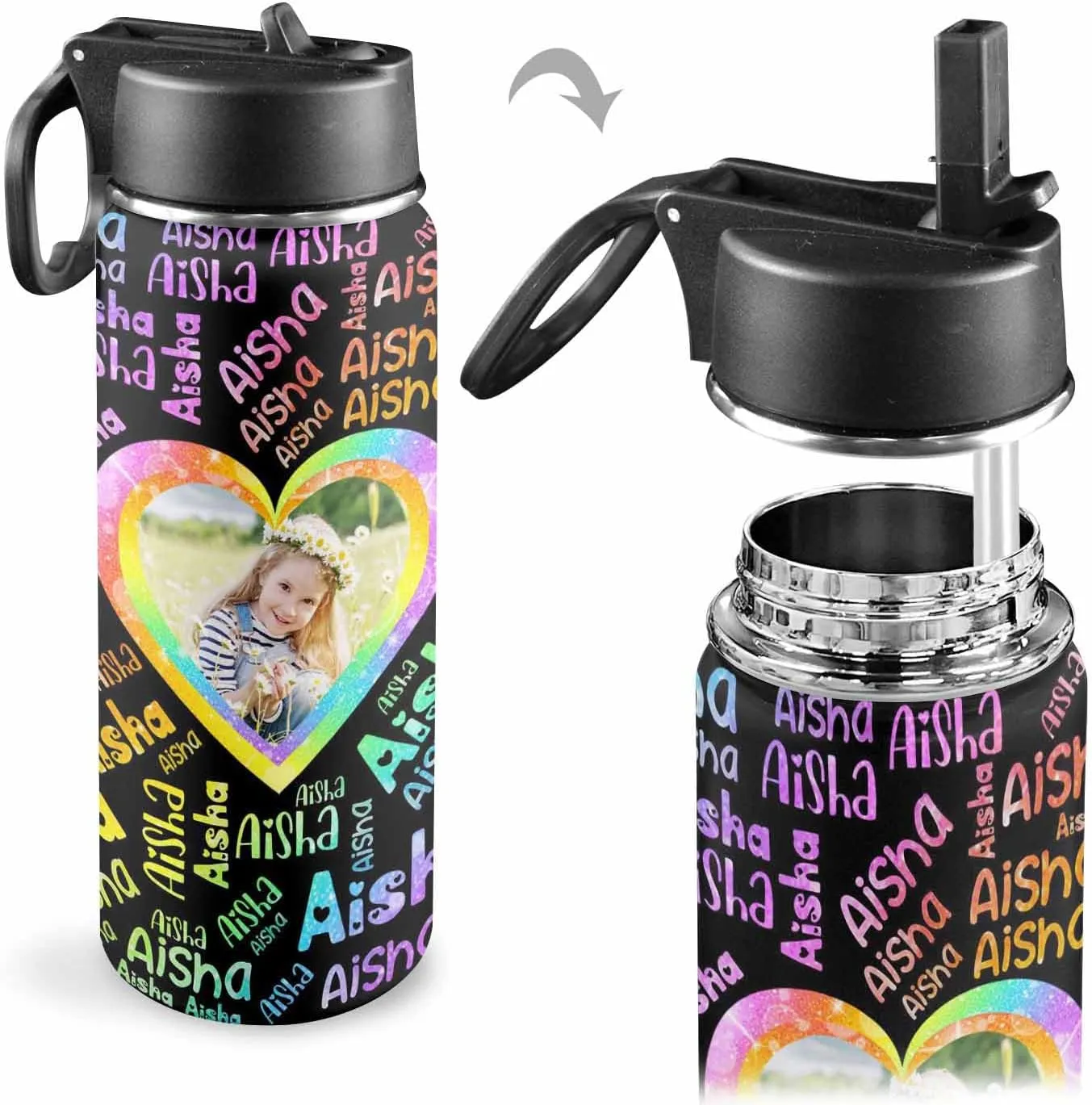 Artsadd Custom Kids Backpack with Lunch Box Set, Personalized Name School Bags Bookbag Lunch Bag for Boys Girls(Design 02)