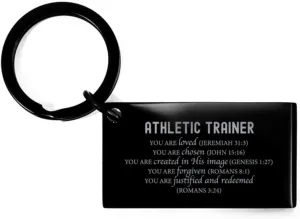 Athletic Trainer Keyring Religious gifts, To My Athletic Trainer You are loved, you are chosen Romans 3:24, Athletic Trainer Inspirational Faith Christian Bible Verse Baptism Christmas Birthday Gifts