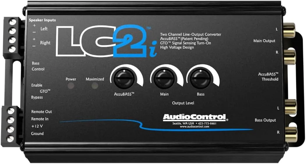 AudioControl LC2i 2-Channel Line Out Converter with AccuBASS and Subwoofer Control - Remote Included for AudioControl Processors