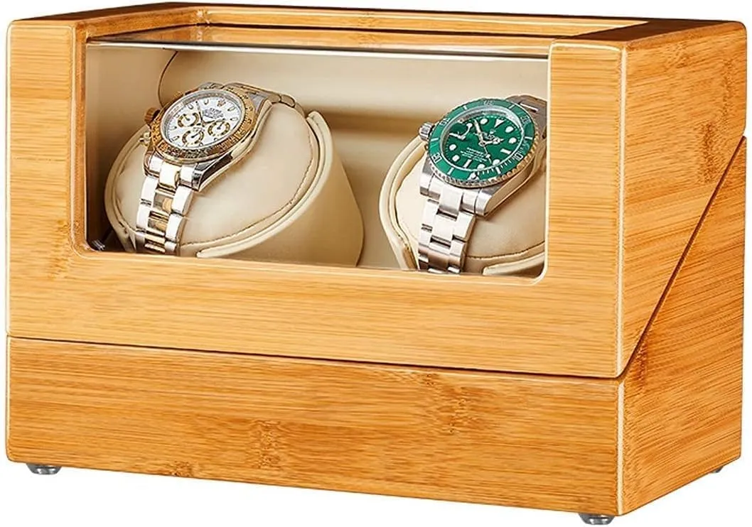 Automatic Watch Winder,in Wood Shell and Leather Pillow Carbon Fiber Leather, Silent Motor and 5 ModesHoliday Gift (A 2 0)