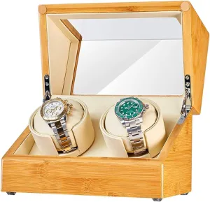 Automatic Watch Winder,in Wood Shell and Leather Pillow Carbon Fiber Leather, Silent Motor and 5 ModesHoliday Gift (A 2 0)