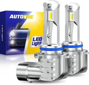 AUTOONE 9006 LED Fog Light Bulbs, 6000K White HB4 LED Bulbs for Low Beam Light 300% Brighter Than Stock Lamps Pack of 2