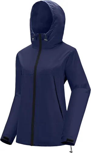 Avoogue Rain Jacket Women Waterproof Lightweight Raincoat Lined Outdoor Hooded Windbreaker