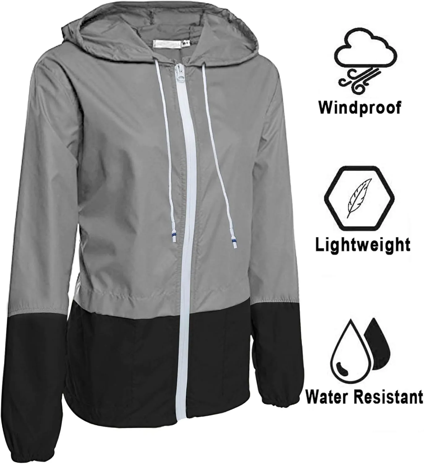 Avoogue Raincoat Women Lightweight Waterproof Rain Jackets Packable Outdoor Hooded Windbreaker