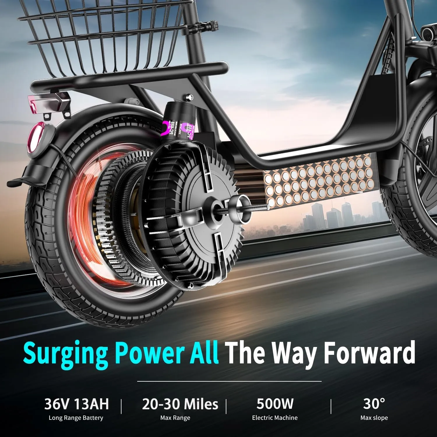 AZHAR Electric Scooter Adults, Electric Scooter with Seat, 500W Motor, Up to 25 MPH and 20/30 Miles Long Range, 36V 13A/48V 15A Battery, 14" Pneumatic Tire, UL 2272 Certified
