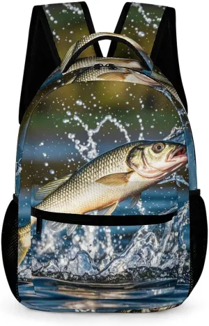 Backpack for Women Men Big Mouth Bass Bites Bait Backpack Travel Laptop Backpack Lightweight Bookbag Casual Daypack