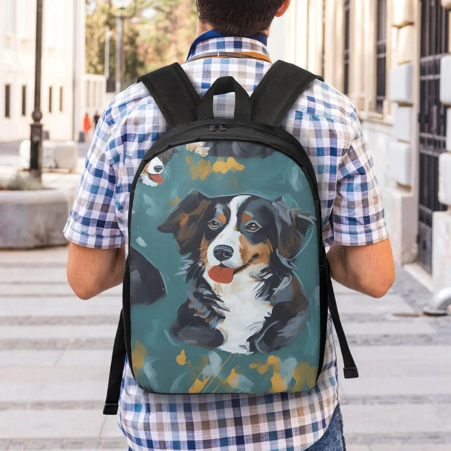 Backpack for Women Men Lightweight Casual Travel Daypack Painting Dog Laptop Backpack Cute Work Bag