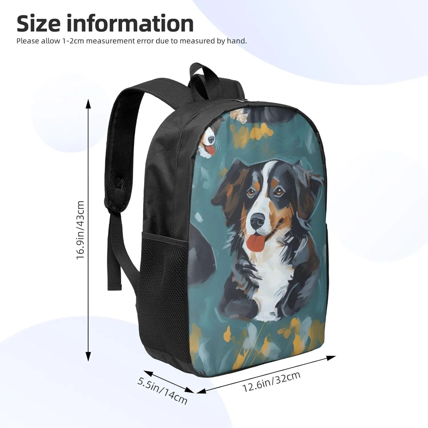 Backpack for Women Men Lightweight Casual Travel Daypack Painting Dog Laptop Backpack Cute Work Bag