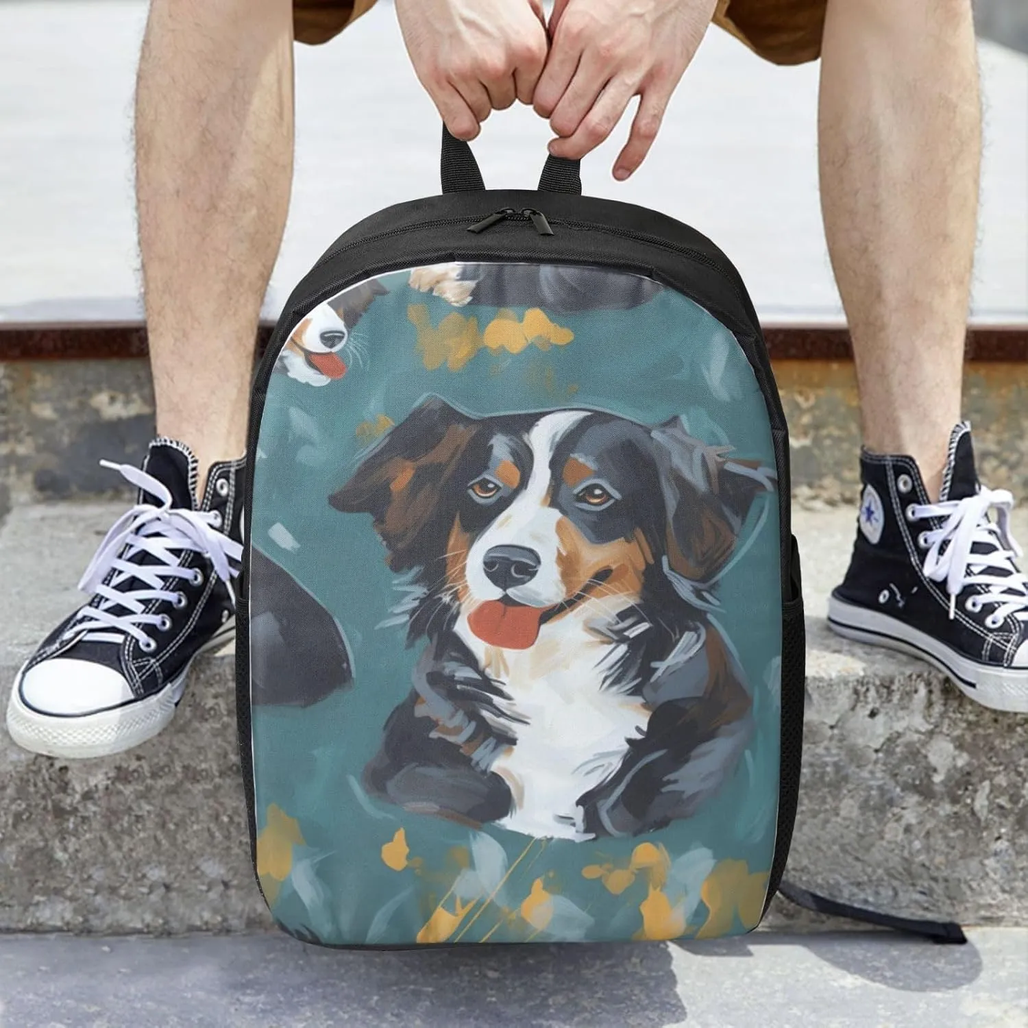 Backpack for Women Men Lightweight Casual Travel Daypack Painting Dog Laptop Backpack Cute Work Bag