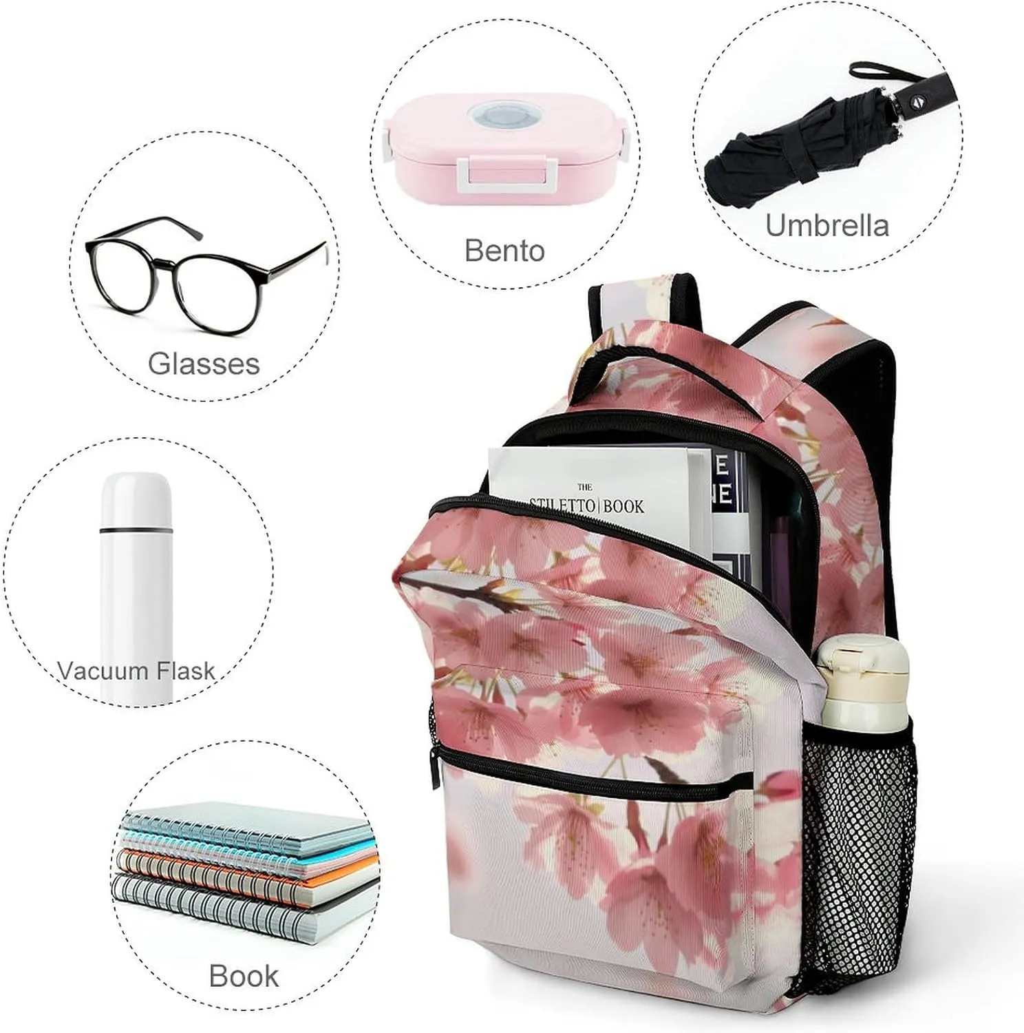 Backpack for Women Men Travel Cherry Blossom Daypack Lightweight Laptop Bag Carry On Backpacks for Work