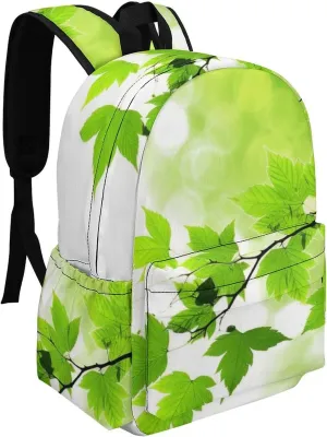 Backpack Travel Daypack Lightweight Laptop Backpacks Business Work Bag Refreshing Leaves Casual Daypack for Men Women
