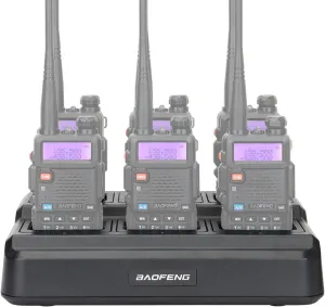 Baofeng Charger UV-5R Six Way Charger Multi Unit Charger Station for Baofeng UV-5R BF-F8HP UV-5R  UV-5RE UV-5RTP UV-5X3 RT-5R RT-5RV MK4 Two Way Radio and Battery