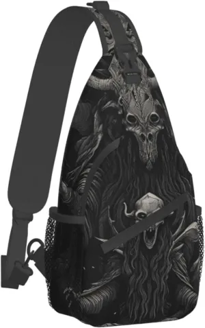 Baphomet Satan Devil Outdoor Cross-body Shoulder Bag, Unisex Backpack For Women Men Young Hiking Travel