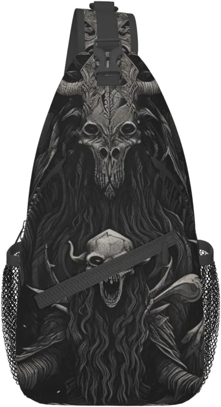 Baphomet Satan Devil Outdoor Cross-body Shoulder Bag, Unisex Backpack For Women Men Young Hiking Travel