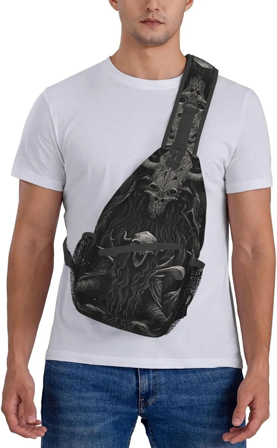 Baphomet Satan Devil Outdoor Cross-body Shoulder Bag, Unisex Backpack For Women Men Young Hiking Travel
