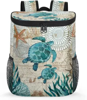 Bardic Cooler Backpack for Women Men, Ocean Turtle Insulated Leak Proof Backpack Cooler Sea Beach Turtle Waterproof Lightweight Cooler Bag for Camping Beach Picnic Travel, 9.85''x13.2''x7.3''