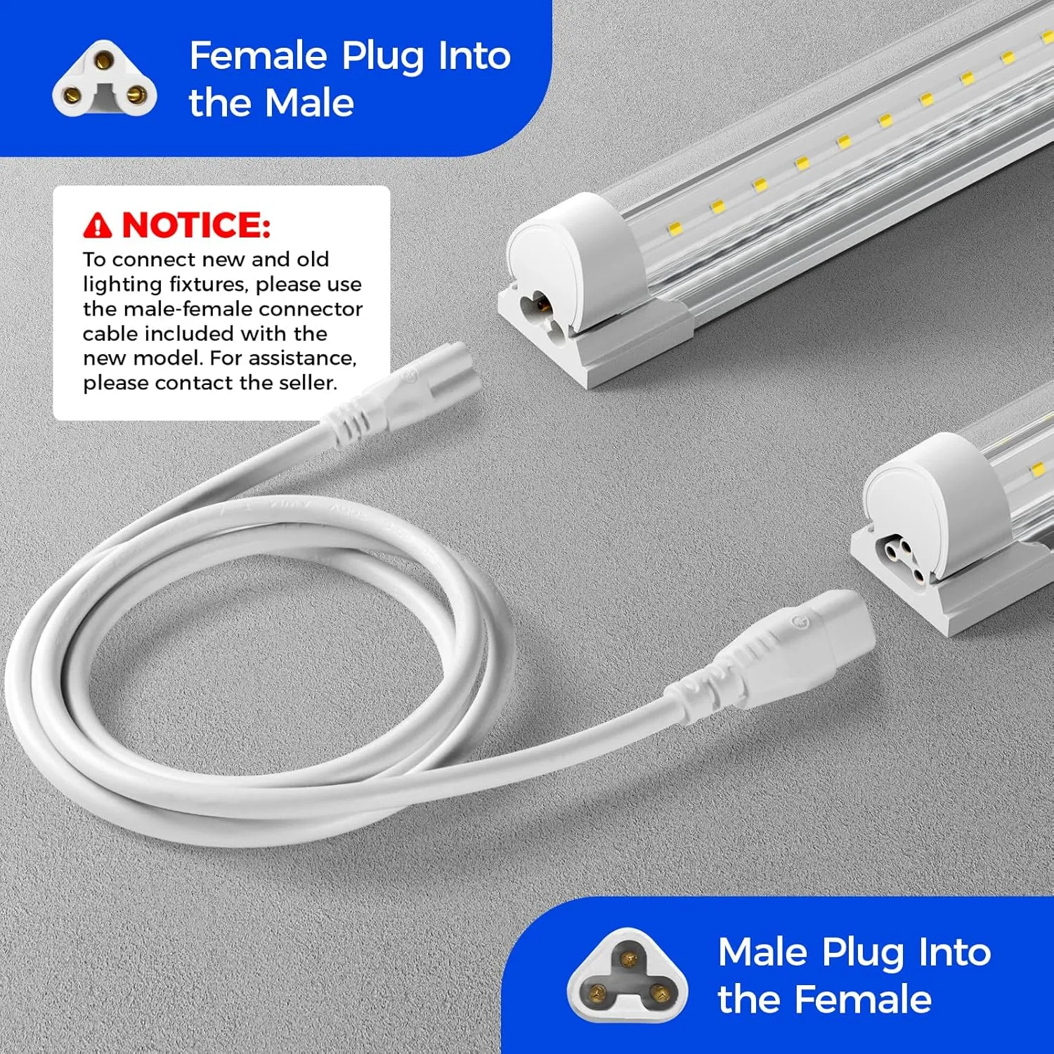 Barrina GM72, Only for Barrina's Products with GM Series Cords, T5 T8 Male and Female Extension Cable, 6FT, UL Certified, Not Suitable to Barrina T5 Series Grow Lights, 4 Packs
